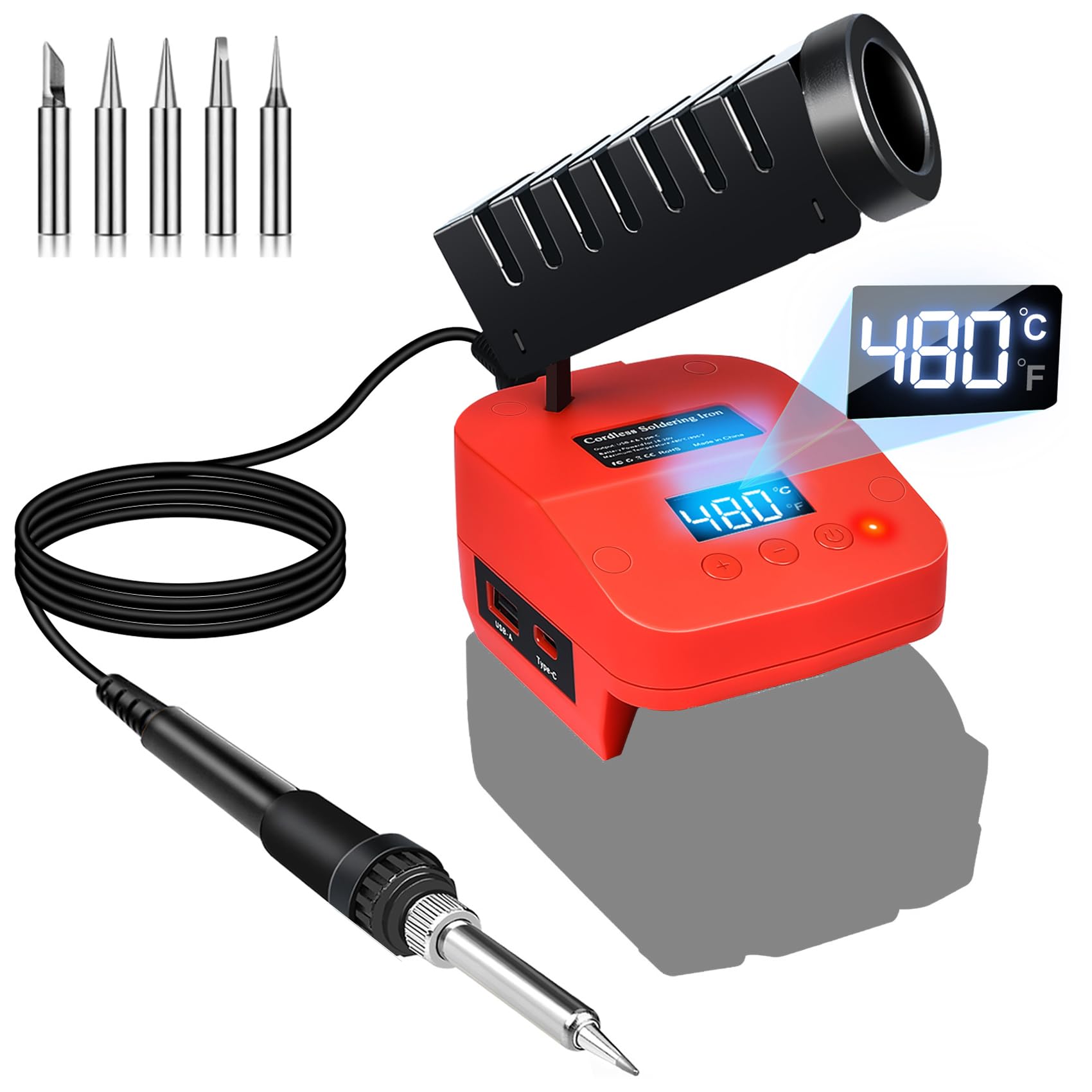 Fer à Souder Sans Fil Milwaukee Fer à Souder Sans Fil Pour Batterie Milwaukee M18 - 75W, écran LED, 5 Pointes, Fil à Souder Inclus (batterie Non Fournie