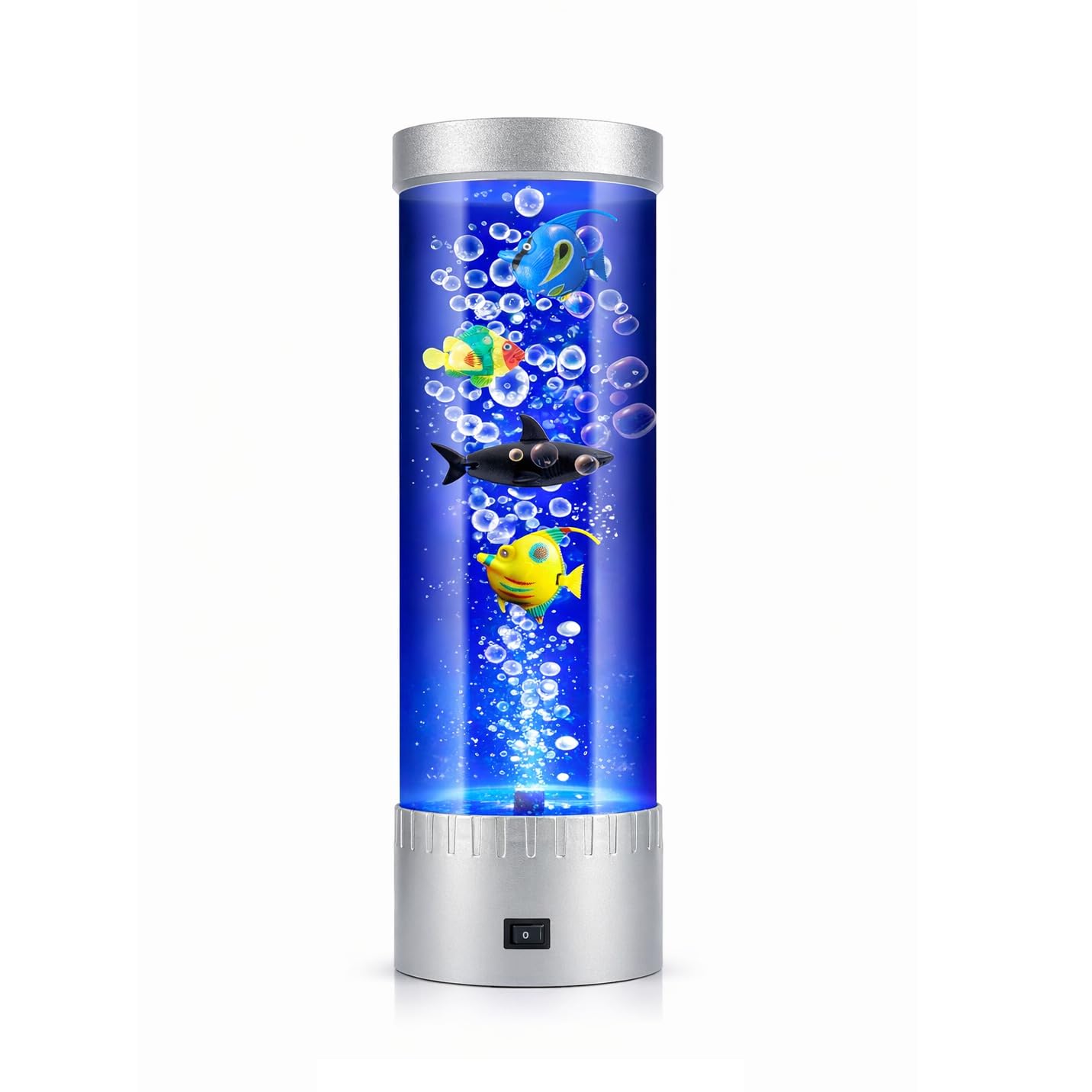 Bubble Color-Changing LED Fish Lamp with Lifelike Swimming Effect - Relaxing Home Décor with Mesmerizing Aquatic Ambiance, Silver, RR-2402