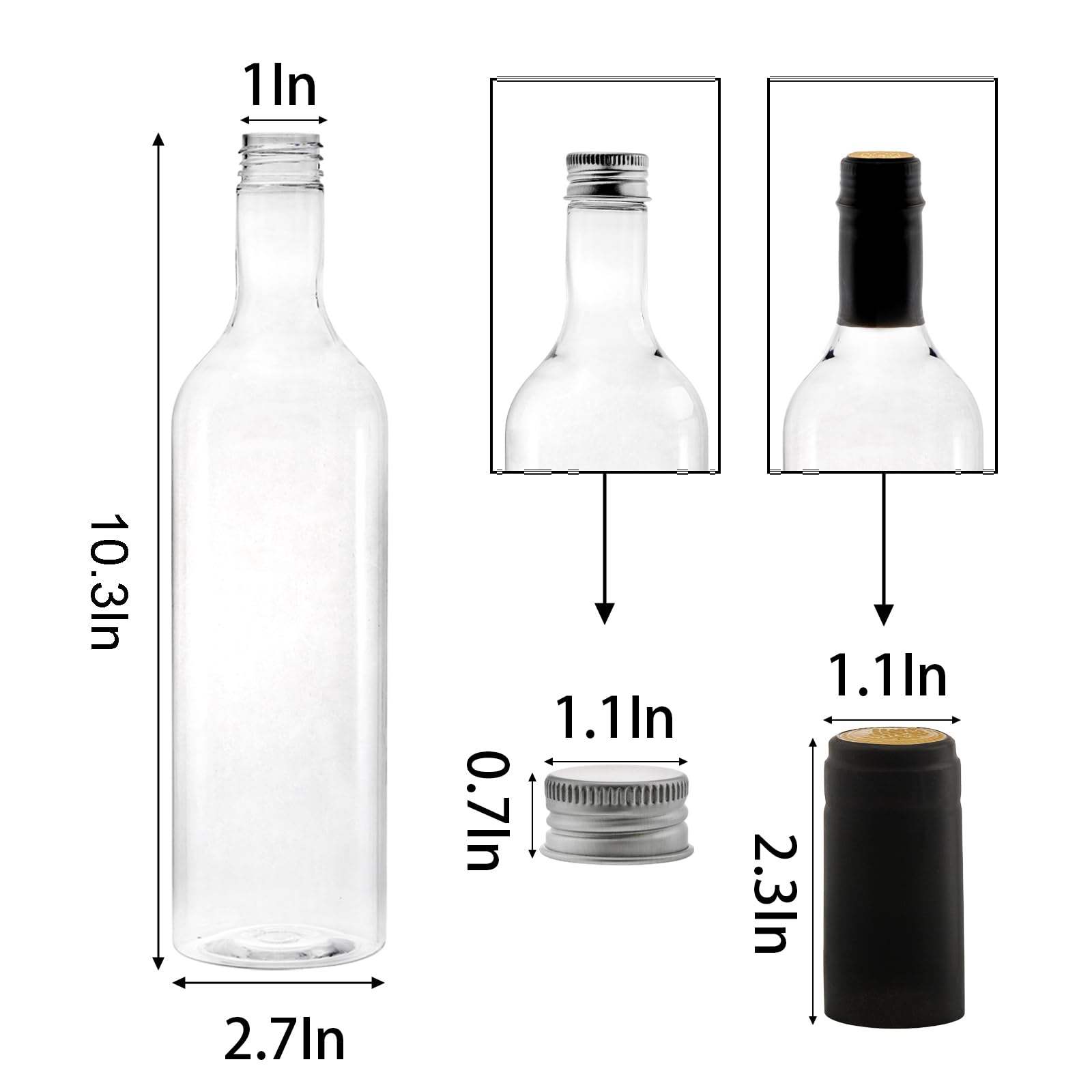 Amazon｜WUWEOT プラスチックワインボトル 12個パック 750ml 透明 空の