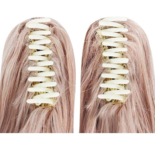 Miniatura 6 de ANOGOL Cabello   2 osos Peluca larga sintética de color rosa claro para niñas disfraz de fiesta Halloween Navidad peluca con accesorio para el