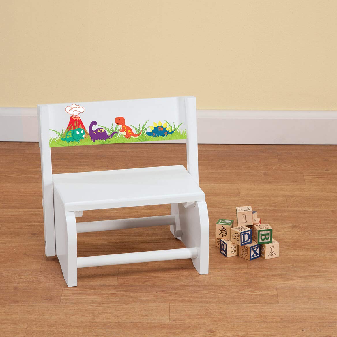 Children's White Dinosaur Step Stool