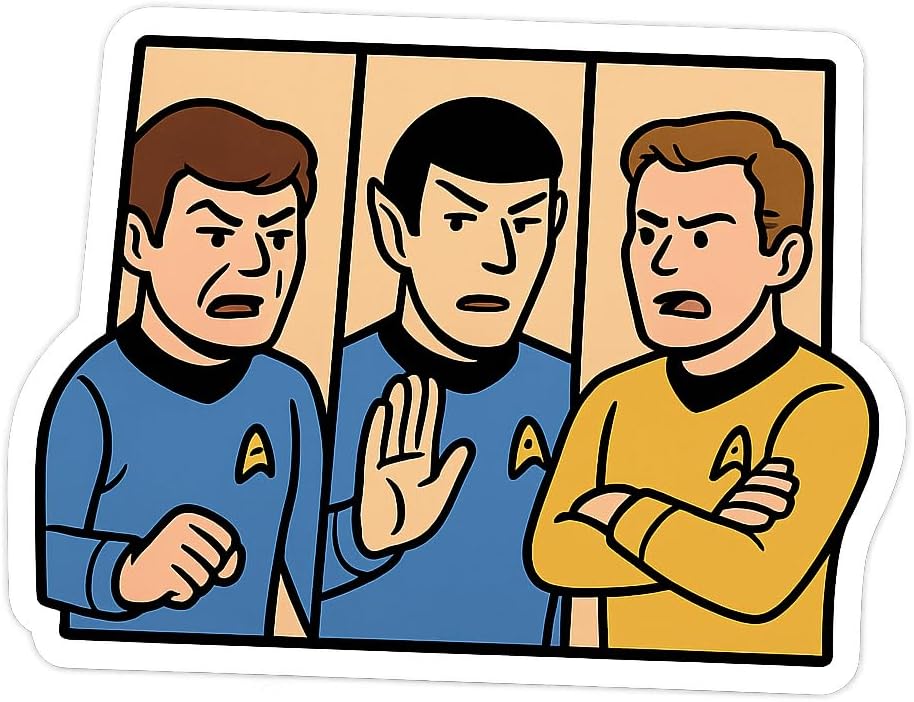 Starship Crew Animated 3-Panel Comedic Interaction Sticker (3" x 2.5") — 사진 1