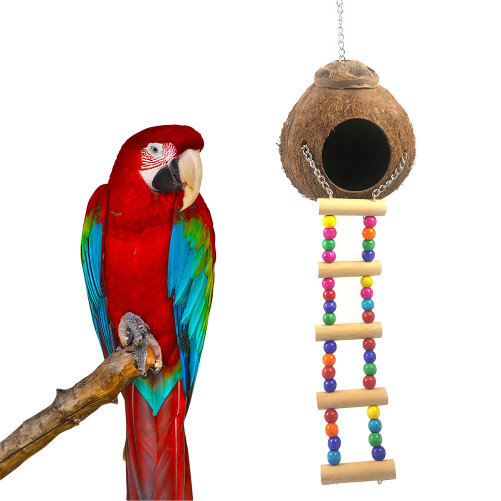 POPETPOP Nido di Uccello in Legno con Altalena da Arrampicata da Allenamento Stand da Gioco per cocorite di conuri Cockatiels Accessori Gabbia per Gabbie