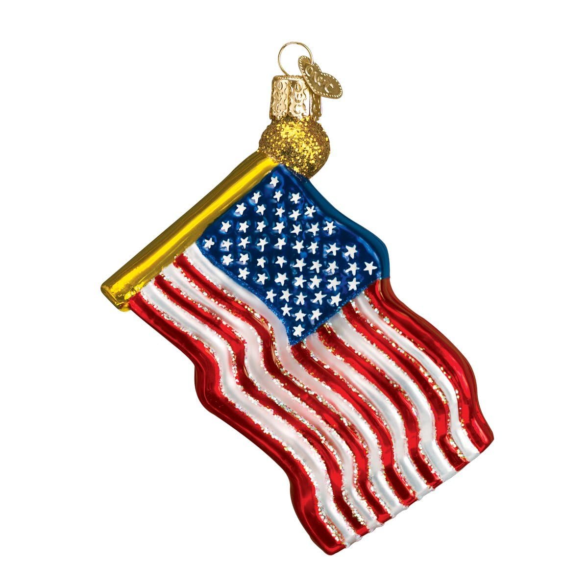 Old World Christmas Star-Spangled Banner USA Flag Glass Ornament 36025 FREE BOX