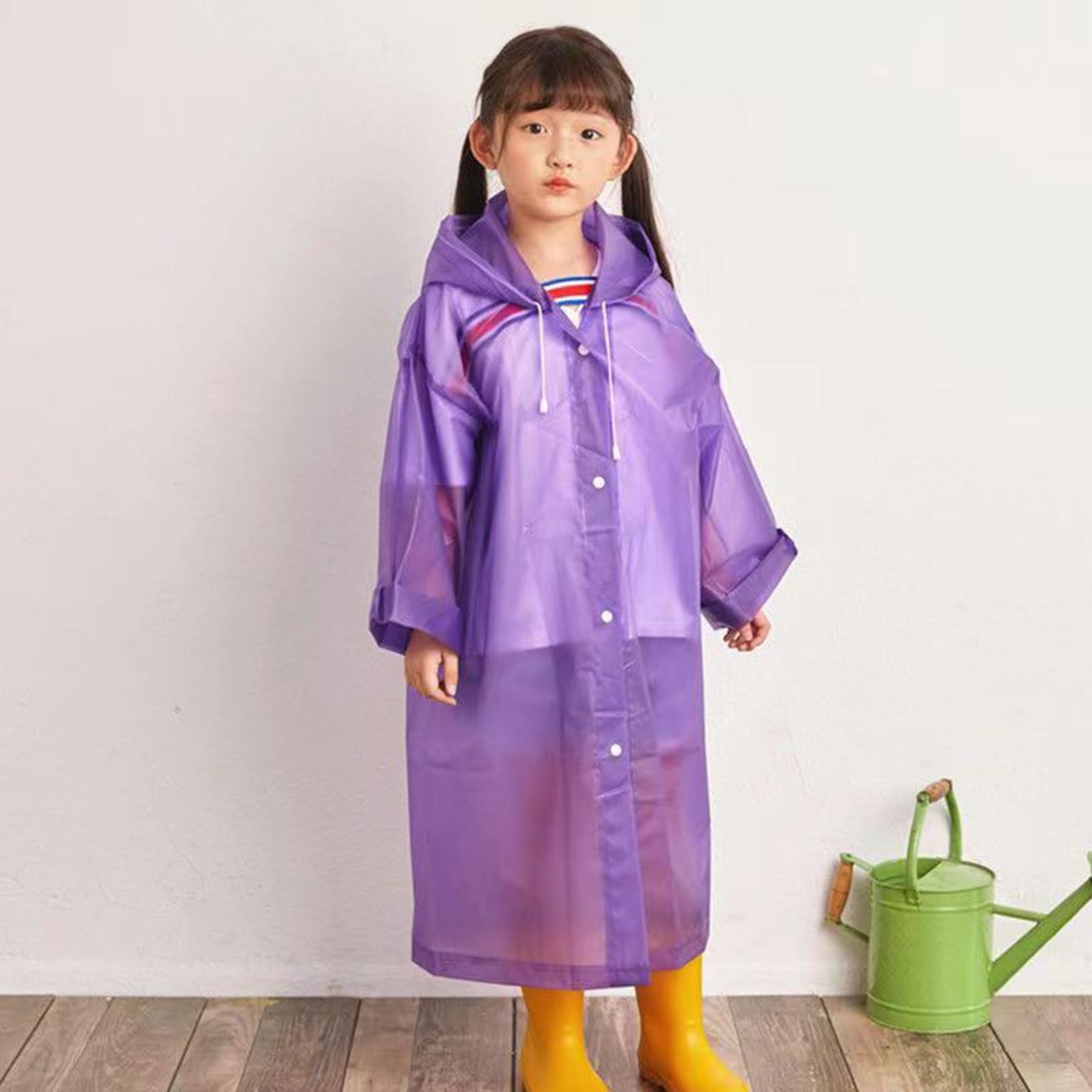 2 Piezas Infantiles Impermeable Chubasquero, Poncho Lluvia con Capucha, EVA Ponchos Lluvia Niños, Reutilizable, para Ciclismo Aire Libre, Camping, Viajes y Pesca (Púrpura)