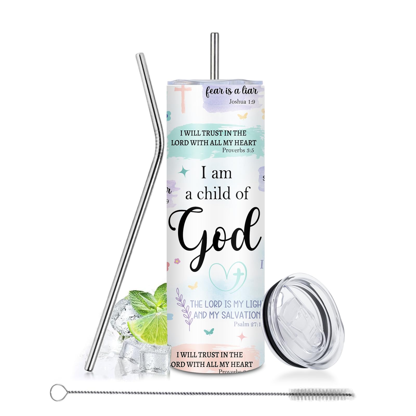 xiiai Christian Gifts for Women-Child of God Tumbler, 20 oz Insulated Tumbler Travel Coffee Mug, Christian Gifts Catholic Spiritual Gift for Sister