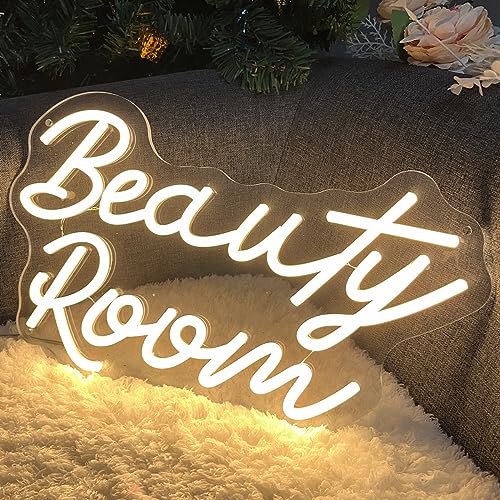 Image of Beauty Room Neon Sign For Spa Beauty Room Nail Brows Lashed Salon Studio LED Wall Art Decor For Business Stores Logo Barber Shops Led Word Indoor Custom Neon Lights 5V USB Powered Warm White 40x24.5cm