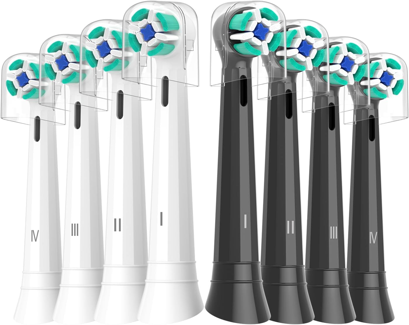 Brush Heads Compatible with Oral B iO 2 3 4 5 6 7 8 9 10 Series Electric Toothbrushes, Soft Toothbrush Head Fits for iO Ultimate Radiant Gentle Series, 8Pcs White+Black - Amazon product rated Grade A
