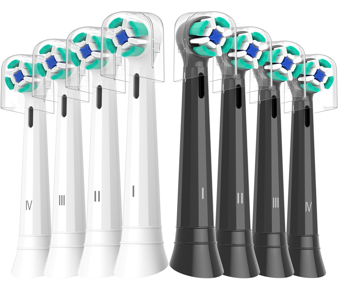 8er IO Sanfte Reinigung Aufsteckbürsten Kompatibel mit Oral B iO Elektrischen Zahnbürstea, Sensitiv IO Zahnbürste Aufsätze Geeignet für Oral B iO 2/3/4/5/6/7/8/9/10 (Weiß+Schwarz)