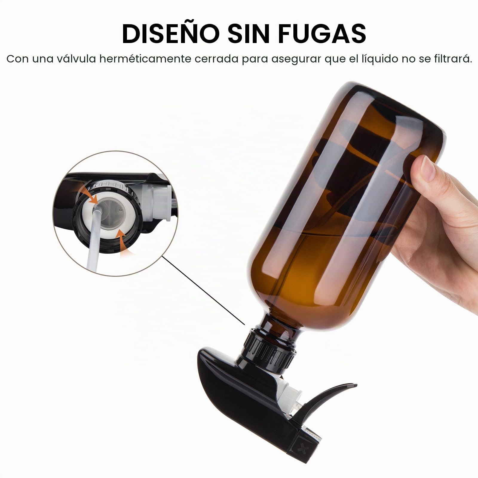 Botellas de vidrio vacías de 500 ml para limpieza, botella de agua de niebla para cabello, jardinería y aceites esenciales, pulverizador de gatillo ajustable con ajustes de flujo de