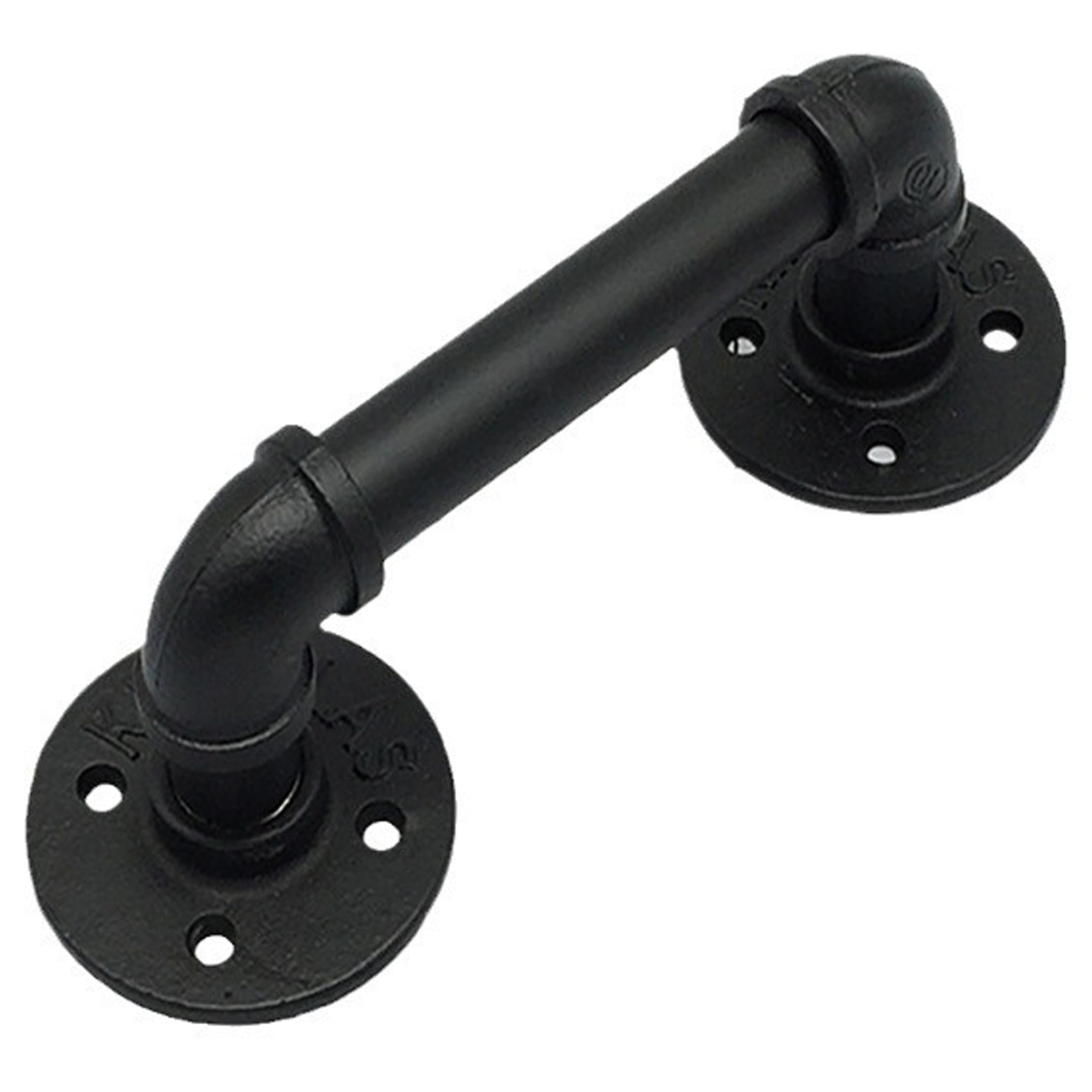 10 Inch Black Vintage Barn Door Handle, Iron Gate Pull with Flange Plate for Door, Cabinet, Drawer, Closet, Rustic Industrial Hardware
