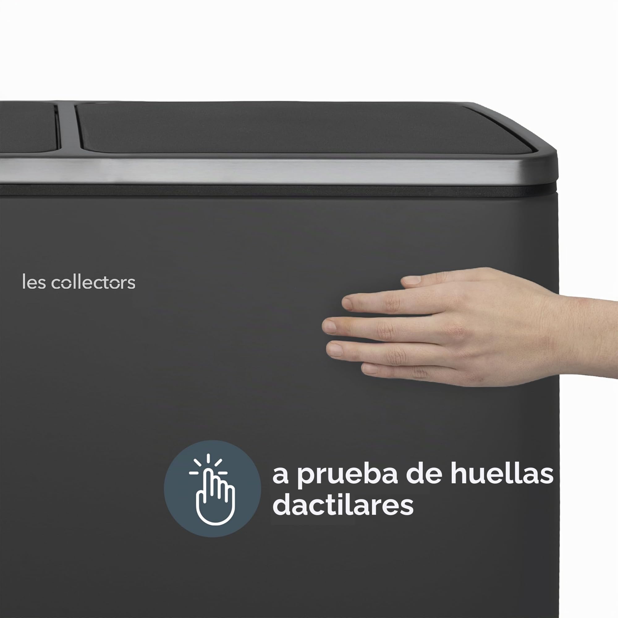 Les Collectors Cubo de basura de pedal N°916 Capacidad 60 L, 2 compartimentos 30 L, Resistente, Cocina, Cubos extraíbles, Reciclaje, Clasificación selectiva, Tapa con cierre silencioso, Gris antracita
