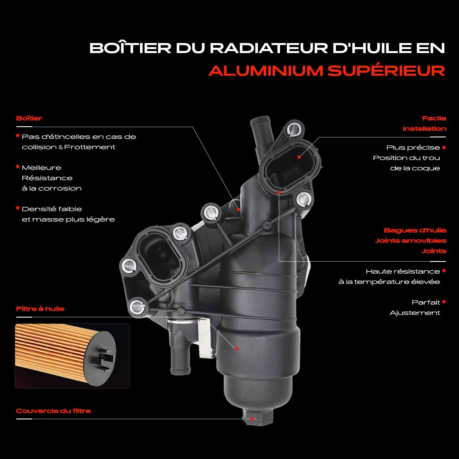 Frankberg Refroidisseur d'huile, huile moteur, refroidissement par eau
