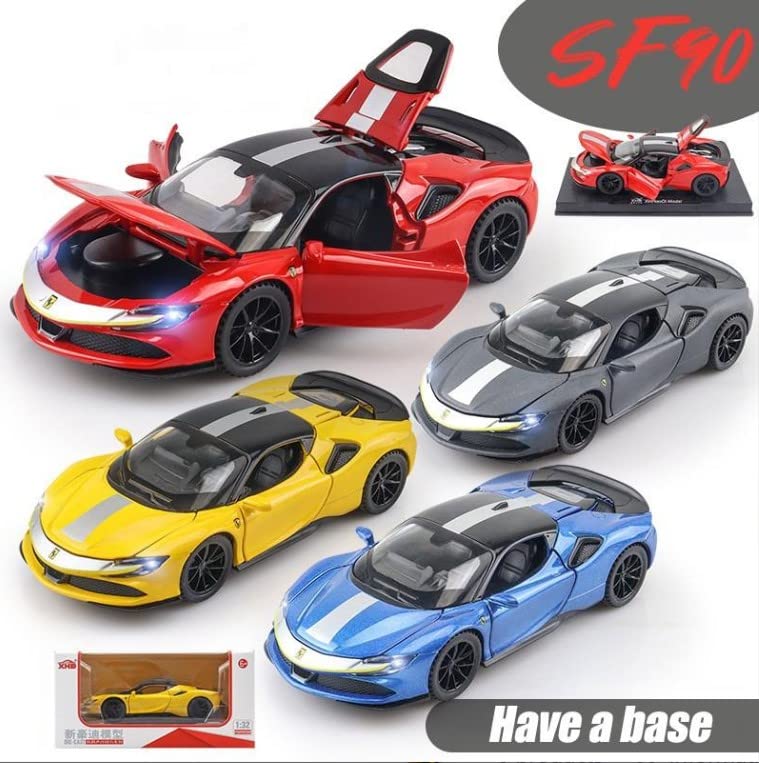 Image of Invite Enterprise 1:34 Ferrari SF90 Die-Cast Vehicles Alloy Car Model Sound and Light Pull Back Car Model Collection Car Toys 【Colors as Per Stock】