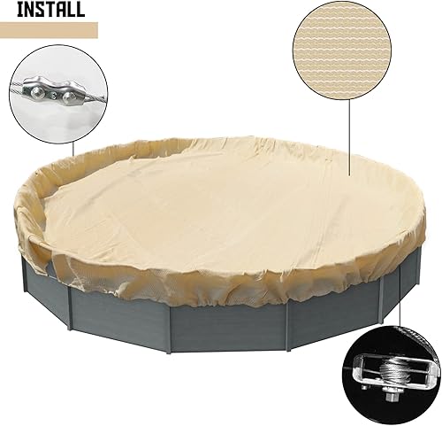 Miniatura 4 de TANG Cubiertas redondas de 22 pies para piscina de 18 pies para tanque redondo sobre el suelo, cubiertas de piscina de hojas de invierno, con