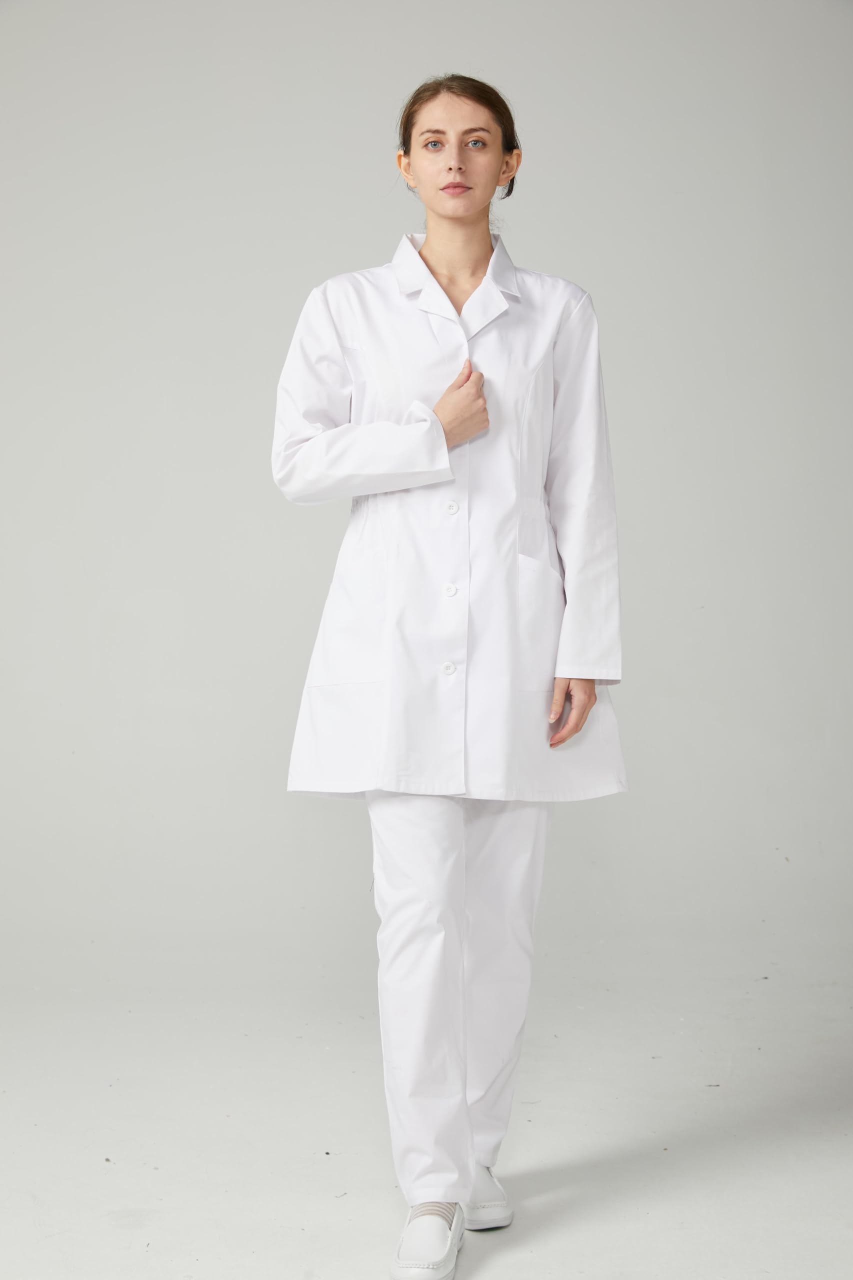 Prenda de Laboratorio Profesional Mujer Manga Larga Poliéster Algodón Científica Médica Enfermería Uso Escolar Hospital Clínico Prácticas Química Biología Disfraz Adulto Modelo 8163
