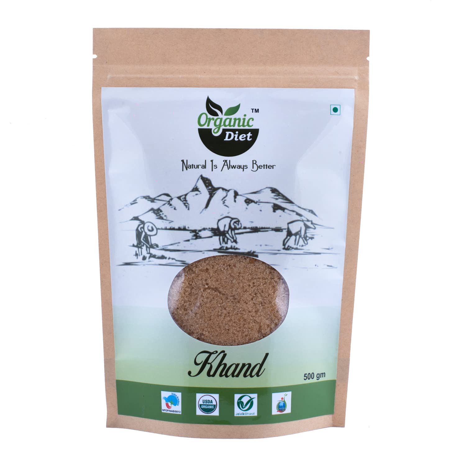 Organic Diet Fresh & Pure Organic Desi Khand (Raw Sugar | Brown Khand) Powder and Unrefined, 500 gm (Pack of 1) (B09Q1DWRF7) Amazon Price History, Amazon Price Tracker