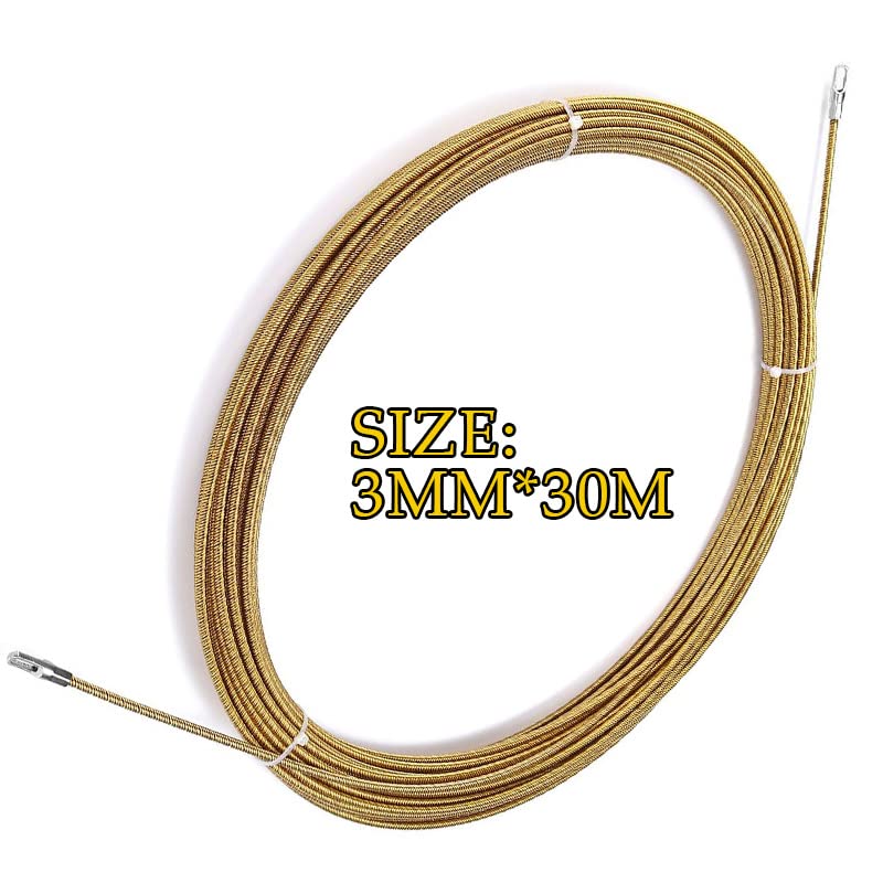 Tirador de Cables con Cinta, Carrete de Cinta pasacables de 3 mm, 5-30 m, Metal, Fibra de Vidrio, metálico(30m)