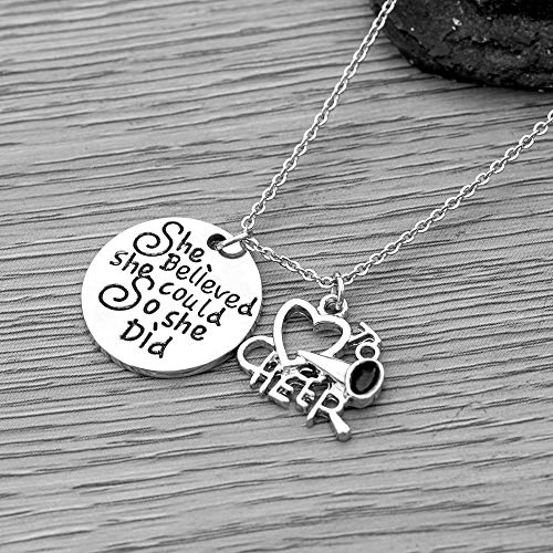 Sportybella Cheer Necklace for Girls, Gifts for Cheerleaders, She Believed She Could So She Did Themed Jewelry, Senior Gift, Competitive Cheer Gifts3
