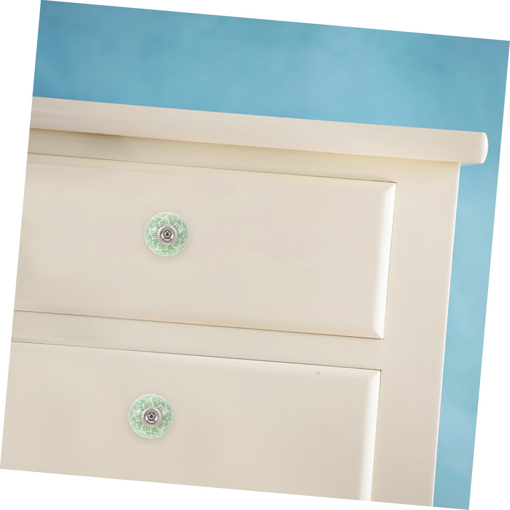 LIFKOME 10 Pezzi Set da 10 Pomelli Rotondi in Ceramica Verde per Mobili, Manopole Decorative per Cassetti, Armadi e Cassettiere, con Viti Incluse, per Cucina e Arredamento Casa
