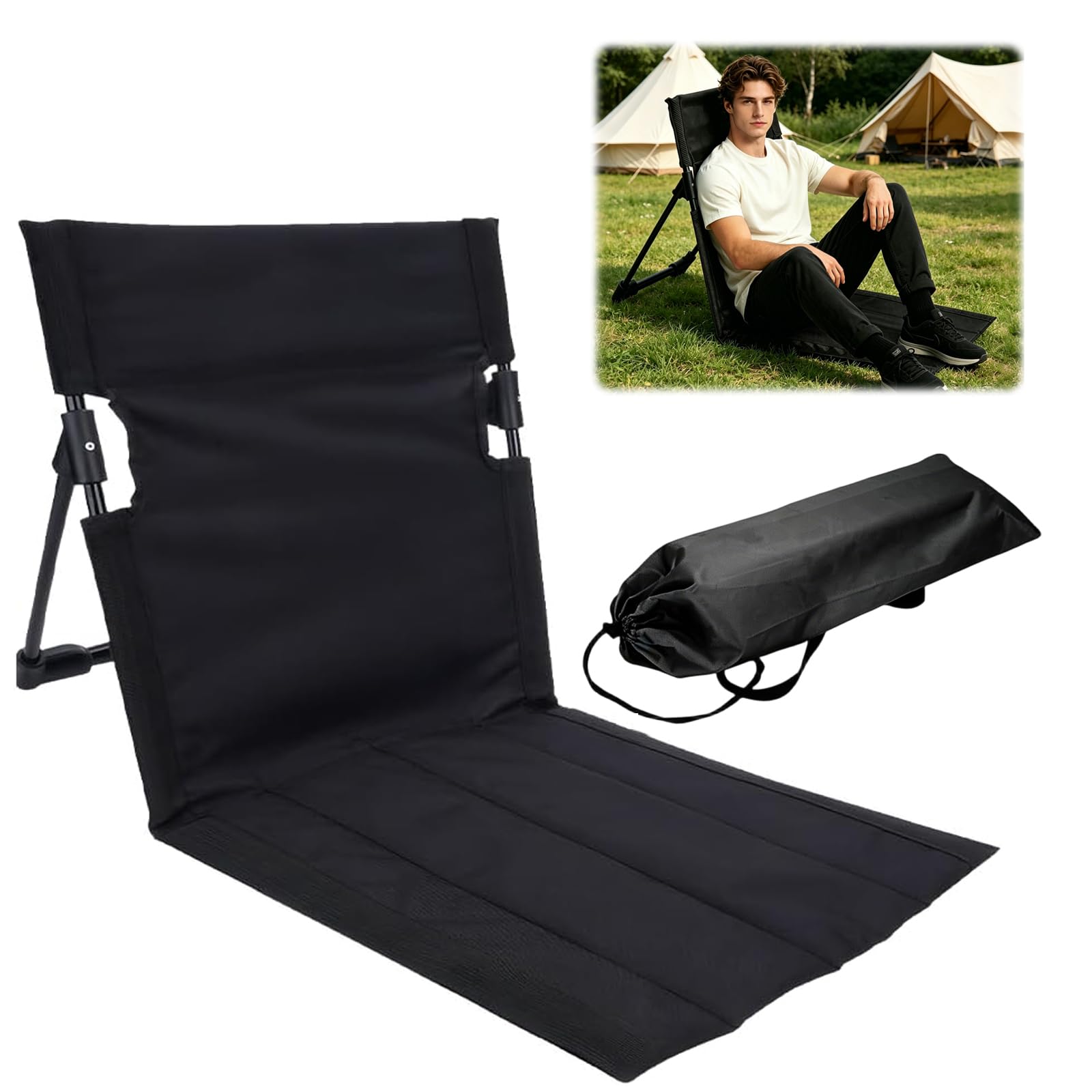Sillón de playa con respaldo, cojín plegable para silla de suelo, cojín de asiento para exteriores, cojín de estadio, portátil, silla de meditación, playa, cojín plegable, portátil, para pícnic