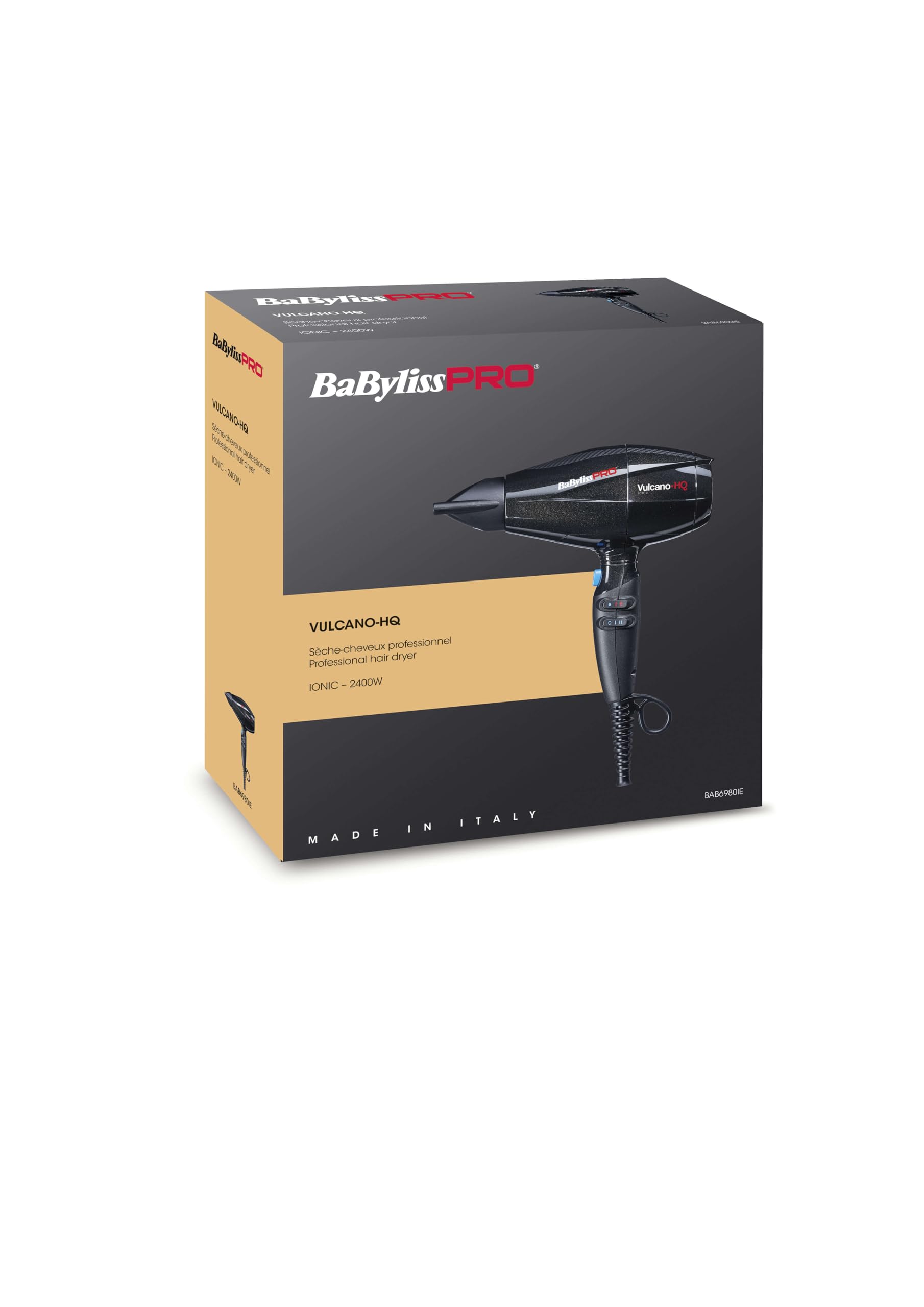 Sèche-cheveux ionic Vulcano HQ noir 2400W Babyliss Pro