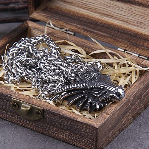 Dragon Pendant Necklaces Titanium Steel Jewelry Animal Head Necklace Punk Men Accessories Dragon Pendant Jewelry Cp3S5 (60Cm-Skull Dragon) #TOP2