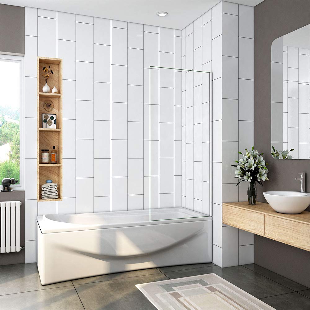 700x1400mm Fixed Bath Over Bath Square Glass Panel Shower Screen
