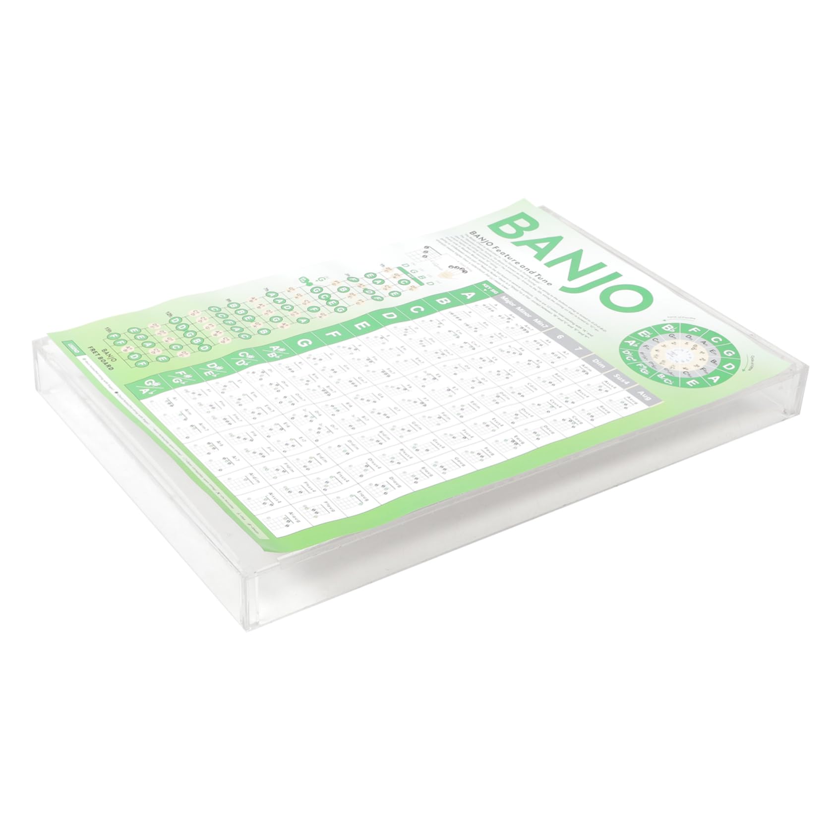 YARNOW Tableau D’accords Banjo Grosse Taille, Guide De Doigté Complet, Imprimé Plastifié, Outil Pédagogique Pour Apprentissage Et Pratique Du Banjo Instrument à Cordes, Usage Débutant Et Adulte