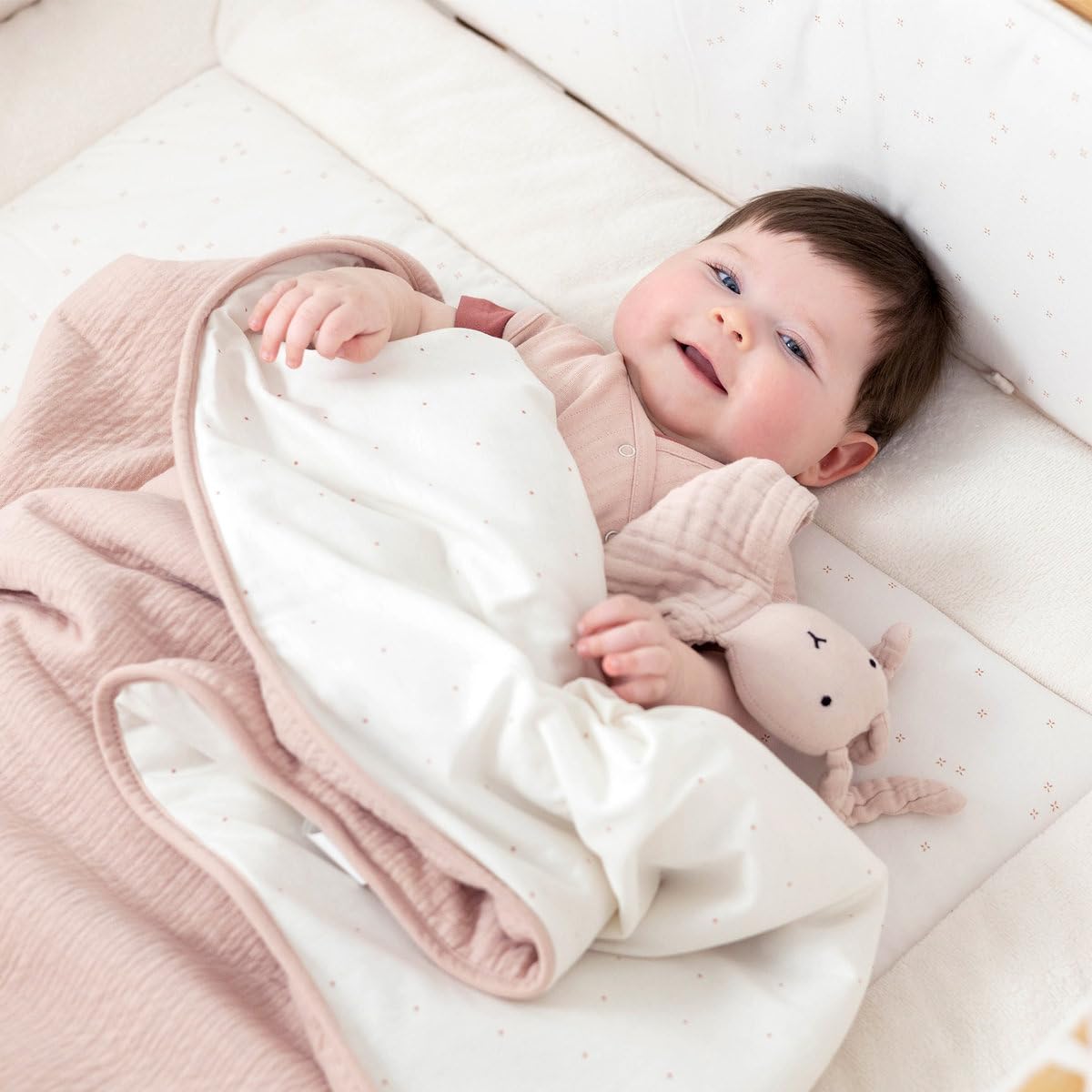 BEMINI Tapis de parc pady jersey + bambou mini imprimé celadon vert