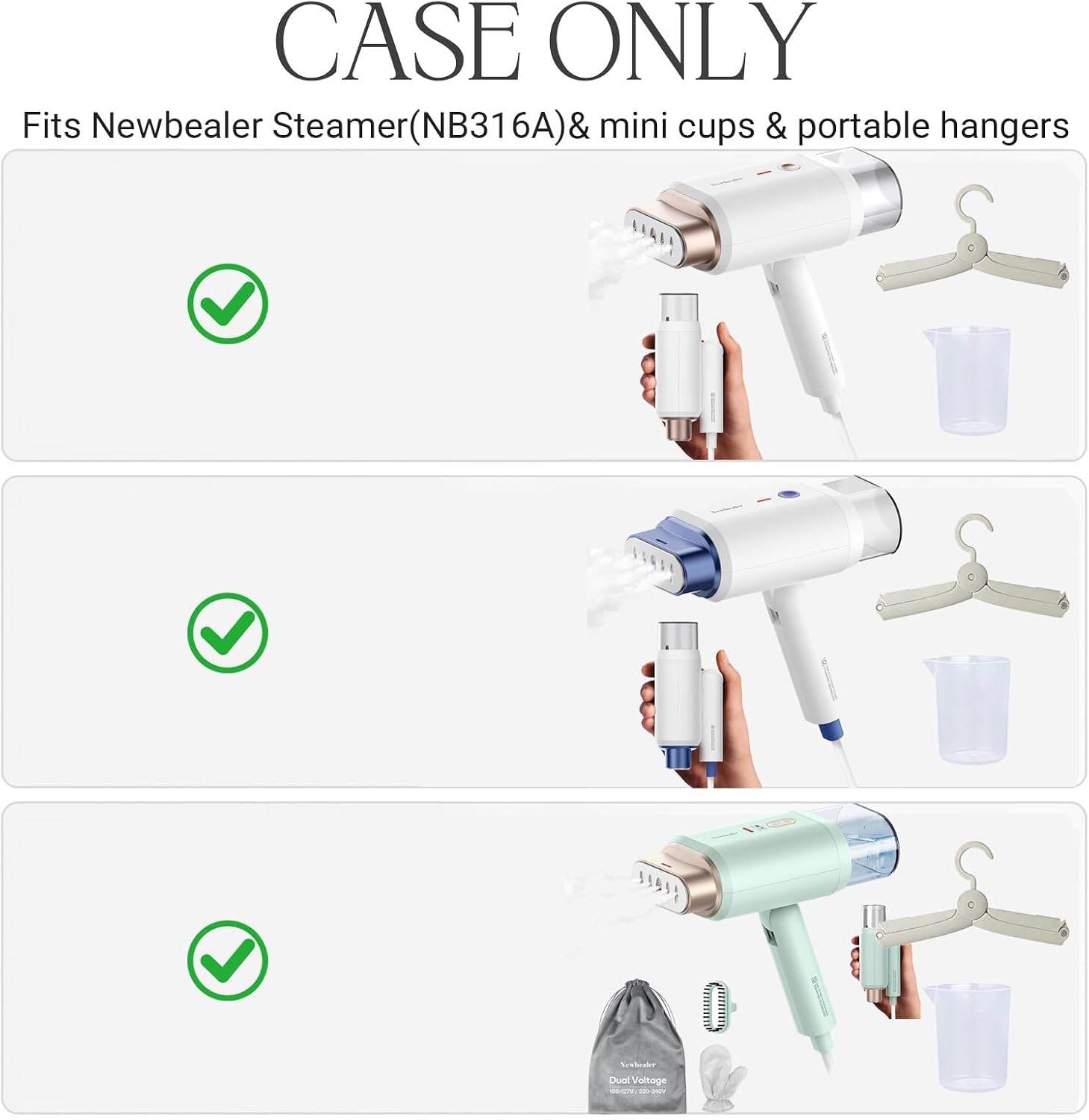 Hard Case for Newbealer Foldable 120V Steamers, Case Compatible with Newbealer 1200W Travel Steamer with Horizontal & Vertical 180ml Handheld Steaming