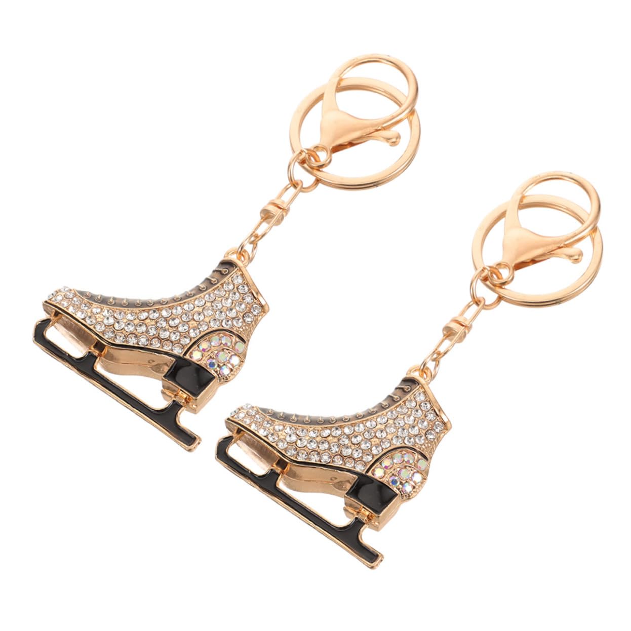 WOONEKY 2pcs Skating Keychain Car Decor Keychains Key Fob Ice Skates Key Rings Skates Key Chain Purse Decors Skate Key Pendants Skate Key Chains Metal Keychain Diamond Rhinestones Model