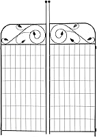MTBSUPPLY 44x36 Inch Black Steel Decorative Garden Fence Gate with 8 Leaves - Heavy Duty Metal Wire Border