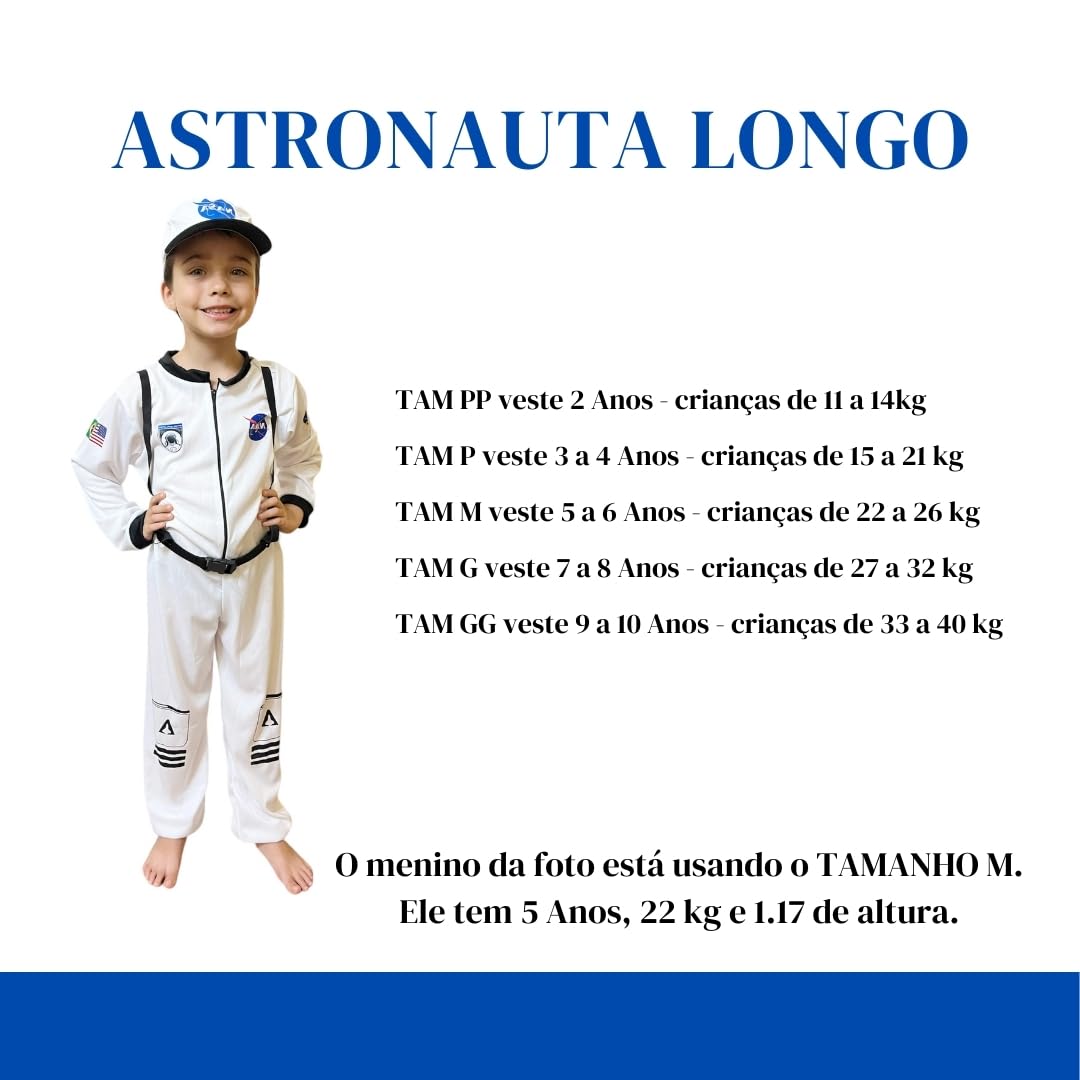 Fantasia Astronauta Infantil Unissex Criança Boné Luxo Roupa Profissão Macacão em promoção! Veja a oferta e mais achadinhos de Pijamas & Fantasias Infantis 5 Hoje é o melhor dia para comprar Fantasia Astronauta Infantil Unissex Criança Boné Luxo Roupa Profissão Macacão com aquele preço maroto! Promoção! Aproveite a oferta! 5