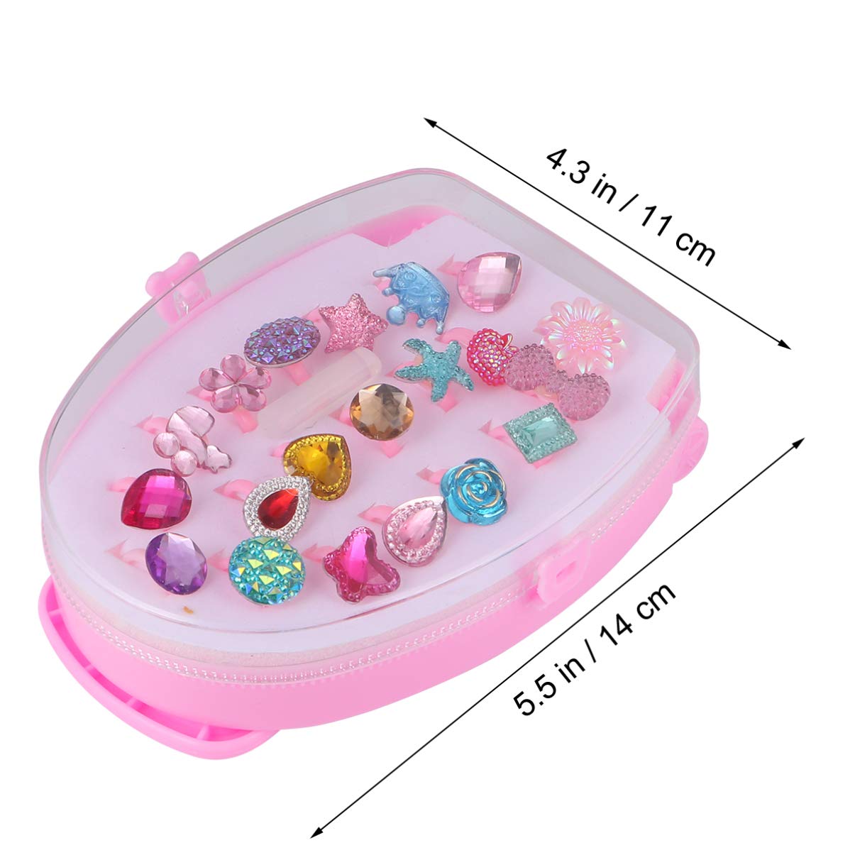 Yardwe 20pcs Resin Rings Colorful Funny Rings for Safe Design with Draw Bar Storage Box present for Happy Childhood Play