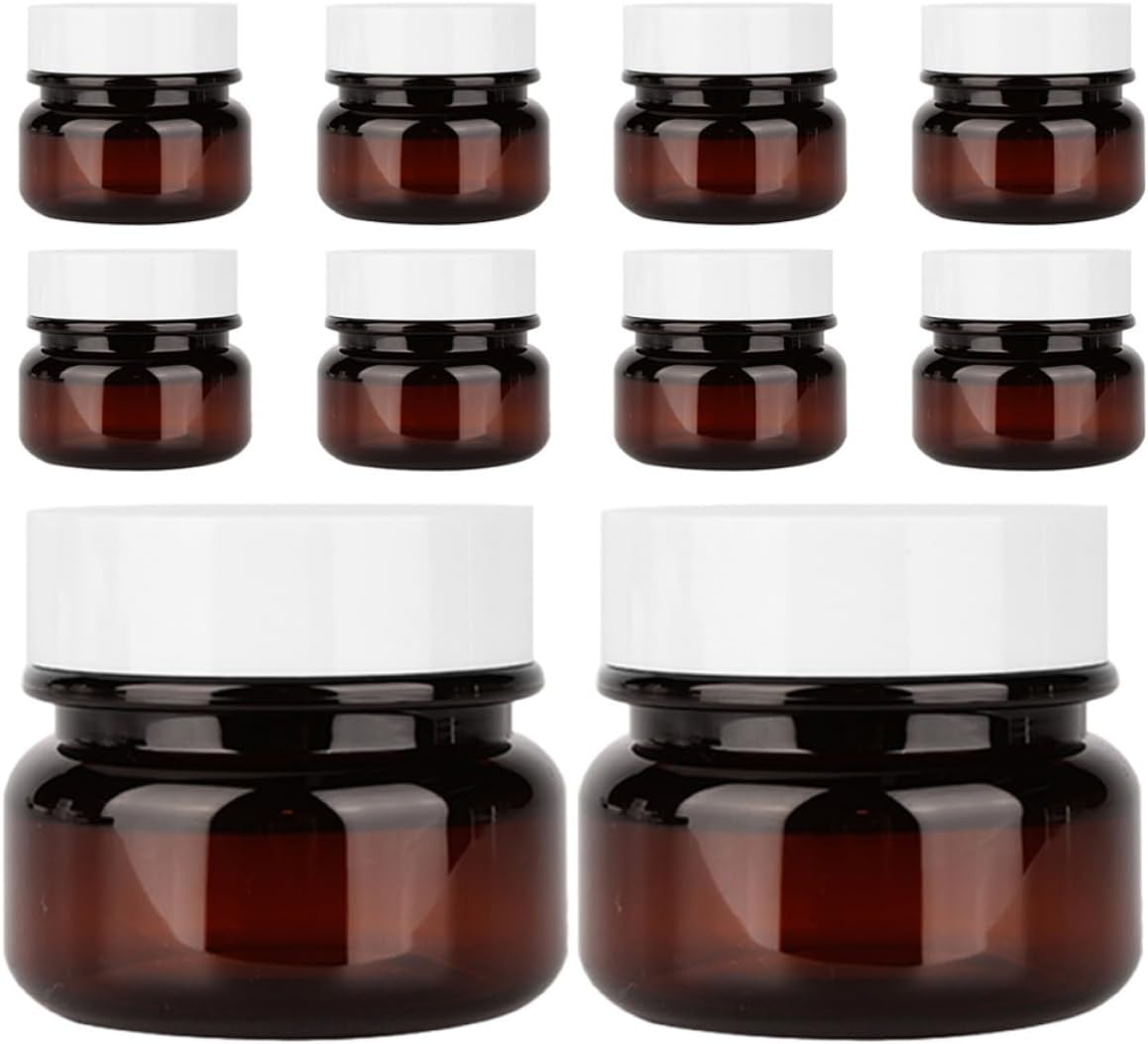 Brown PET Eye Cream Jar 30g Leak Resistant 16pcs Travel Storage