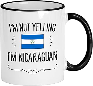 Casitika Nicaragua Gifts. Not Yelling I'm Nicaraguan Ceramic 11 Oz Coffee Mug. Present Idea For Proud Men/Women Featuring The Country Flag.