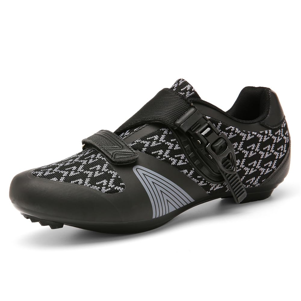 Hixingo Chaussures de Cyclisme pour Hommes et Femmes, Unisexe Chaussures de Vélo Route Respirantes Semelle Dure Chaussures VTT en Plein Air, Compatibles avec Look SPD