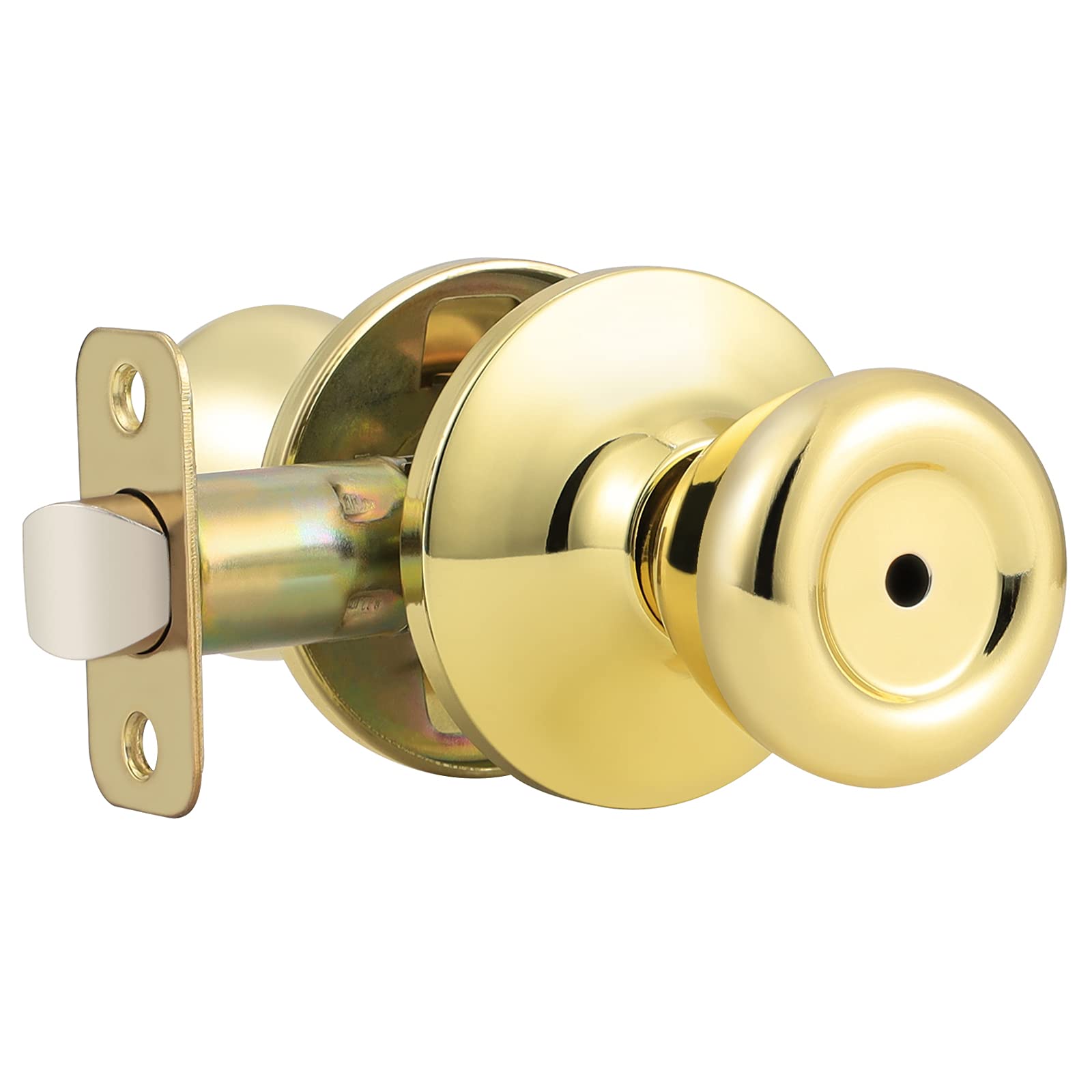 GOBEKOR Passage Door Knobs - 2 Pack Polished Brass -13