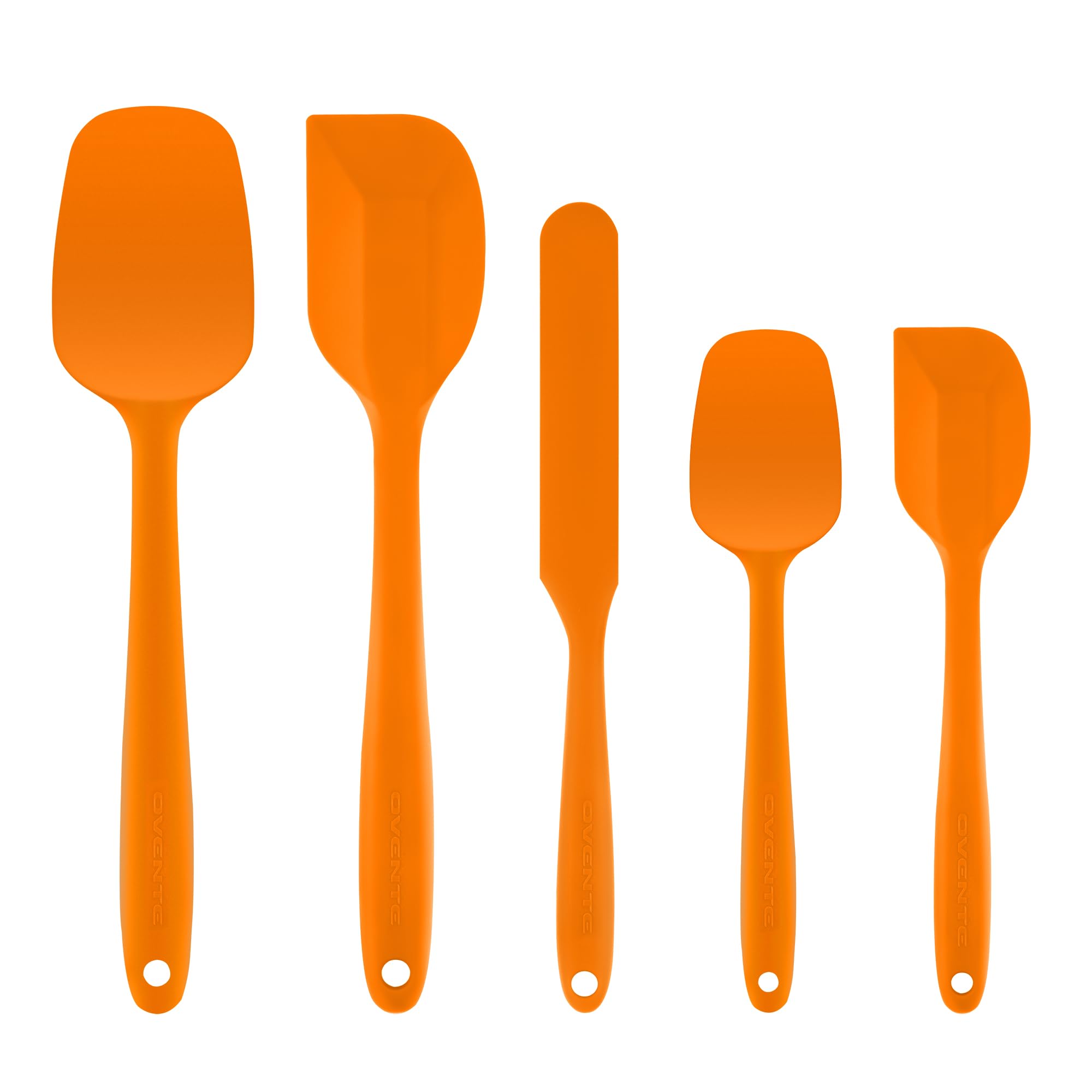 OVENTE 5 Pieces Silicone Spatula Set, 500ºF Heat Resistant, Orange SP12305O