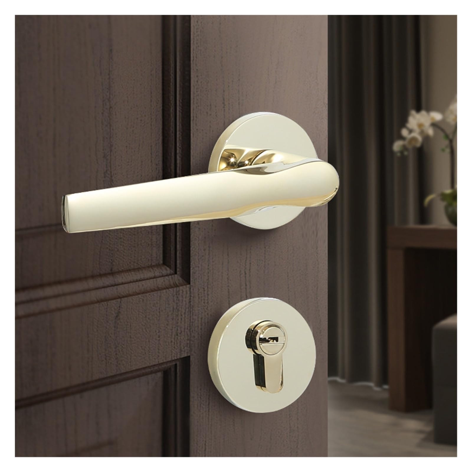 Latón Cerradura de Puerta Americano Silencioso Madera Maciza Manija