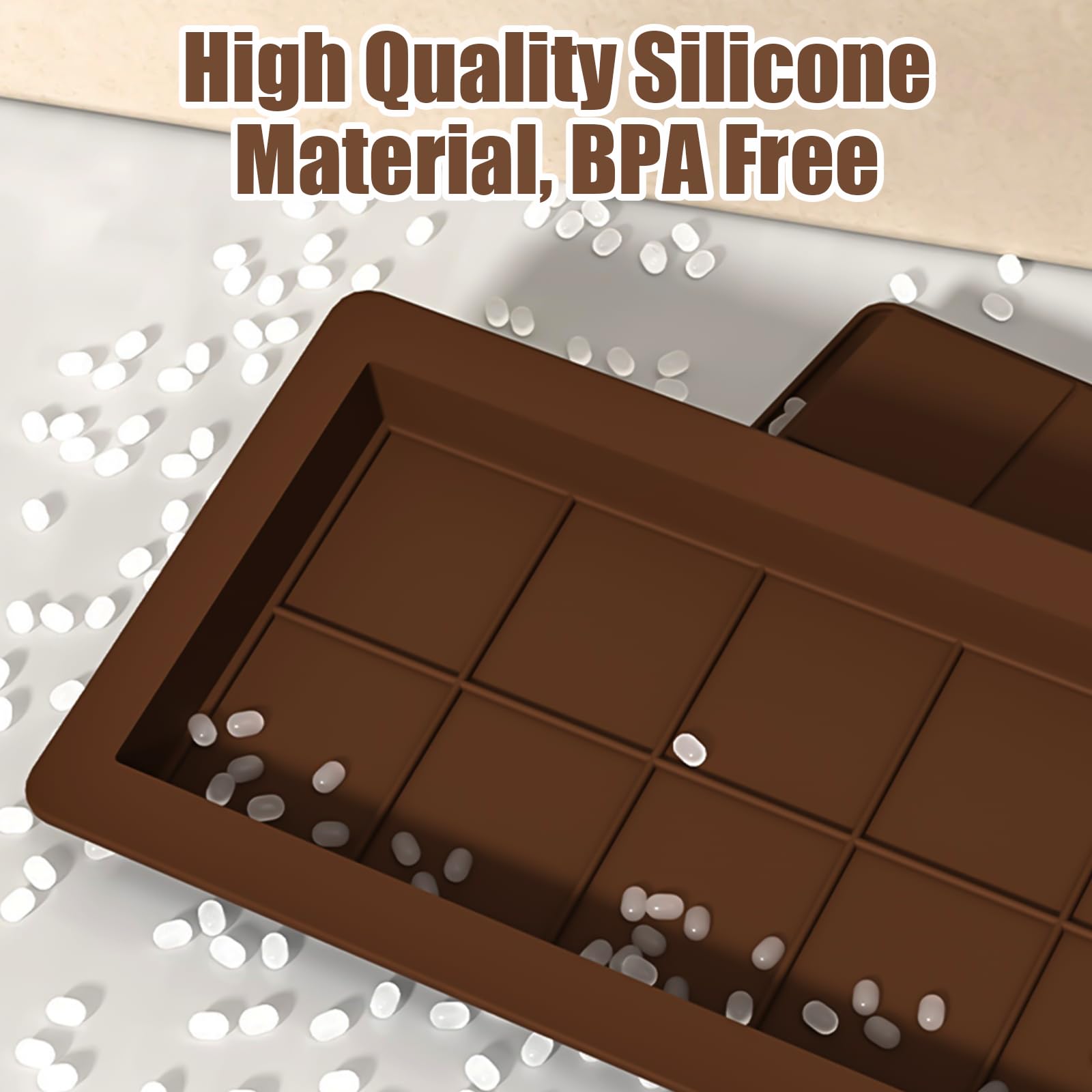 2 Stampi Per Tavoletta Di Cioccolato In Silicone – 10 Cavità Antiaderenti, Riutilizzabili, Adatti A Forno E Freezer, 25x13,5 Cm - 2