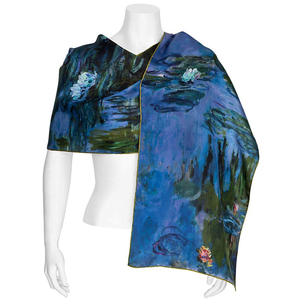 VON LILIENFELD szalik damski 100% jedwab Claude Monet motyw lilii wodnej szalik jedwabny 172 x 42 cm