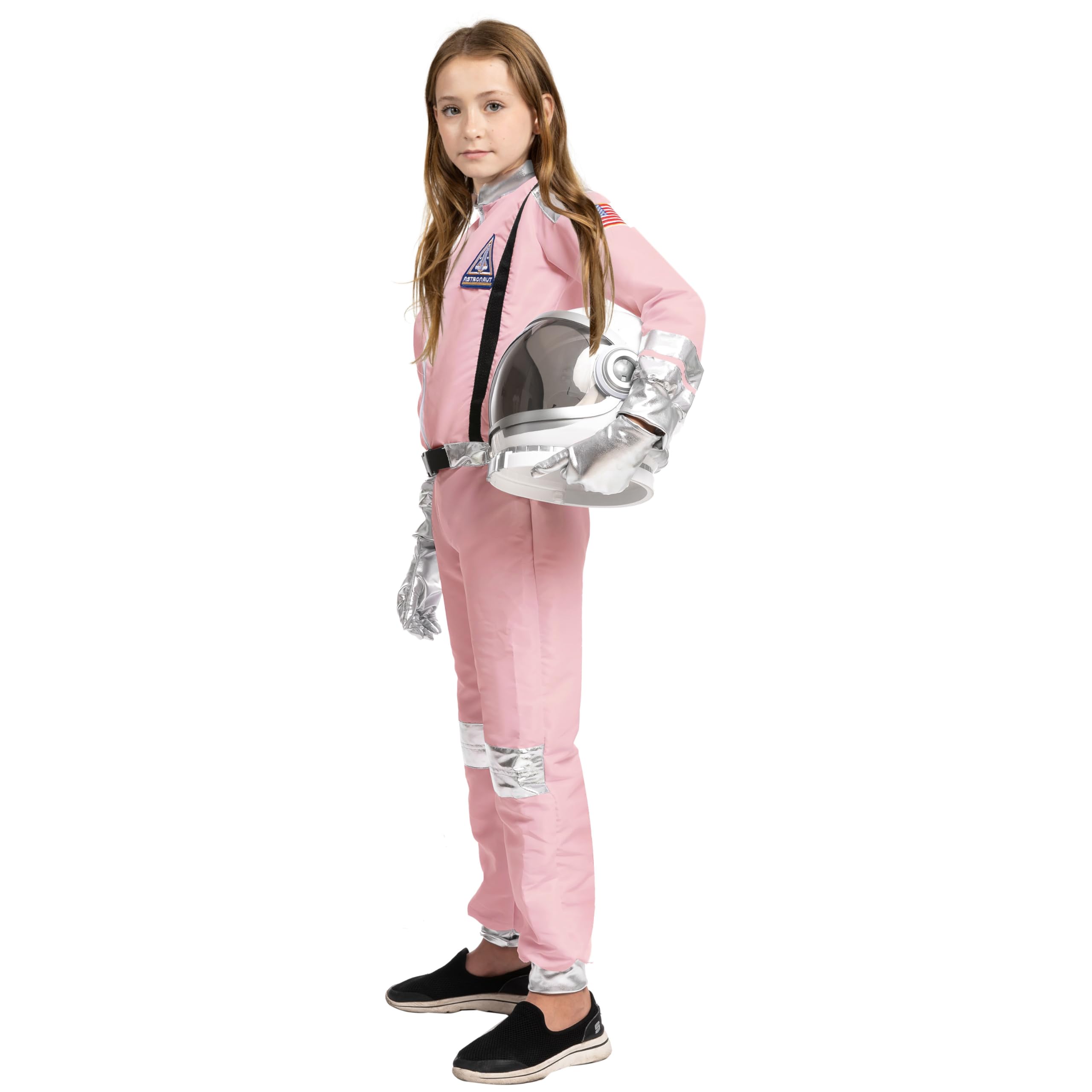 Spooktacular Creations Halloween Bambino Unisex Argento Strisce Costume da Astronauta, Tuta da Pilota con Casco, 3T-L(3-12 anni).