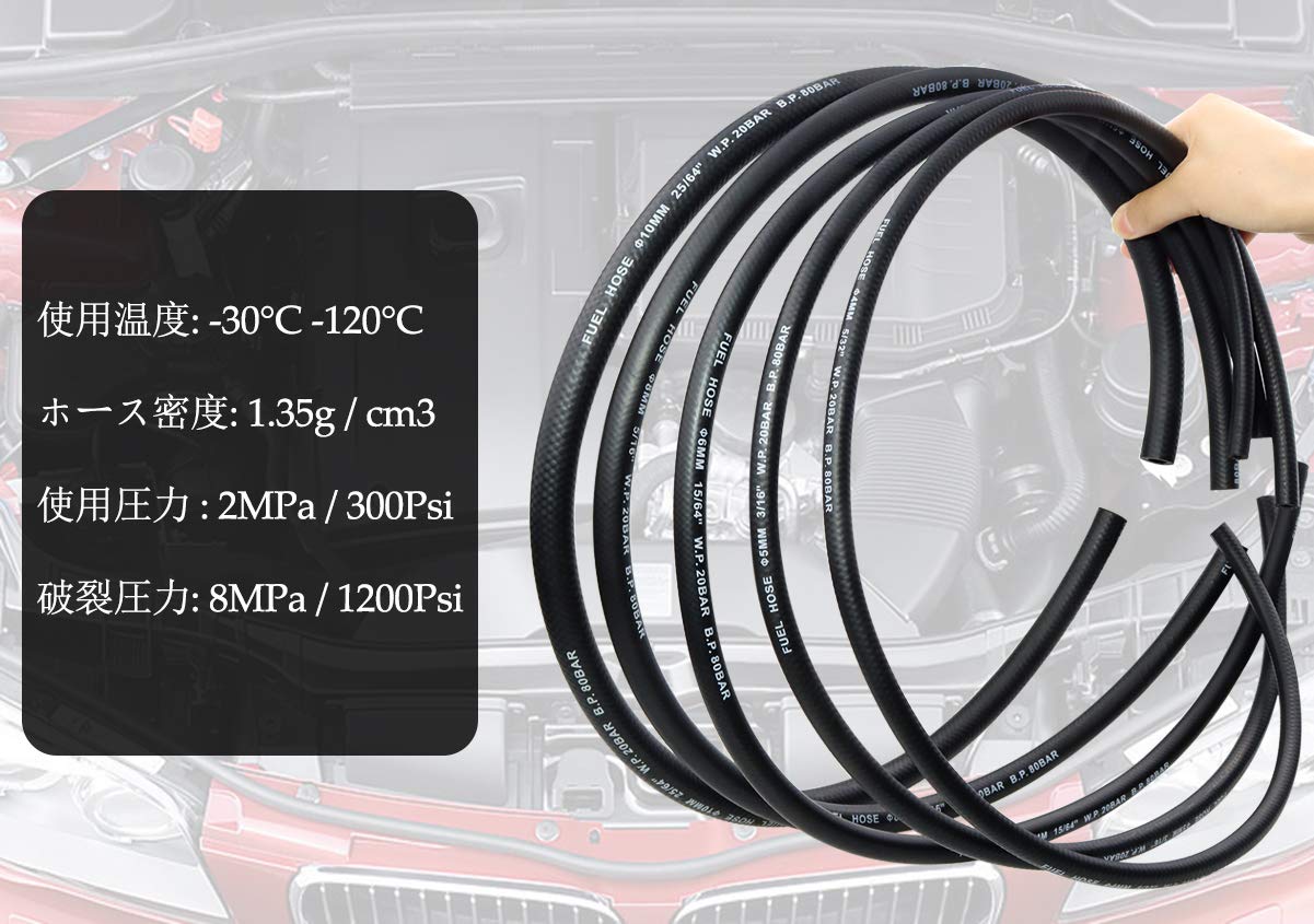 インタンク専用 ガソリンホース 内径7.3mm × 外径14.5mm × 1メートル：