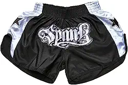Short de Muaythai Kickboxing Profissional Spank (G, PRETO-PRATA)