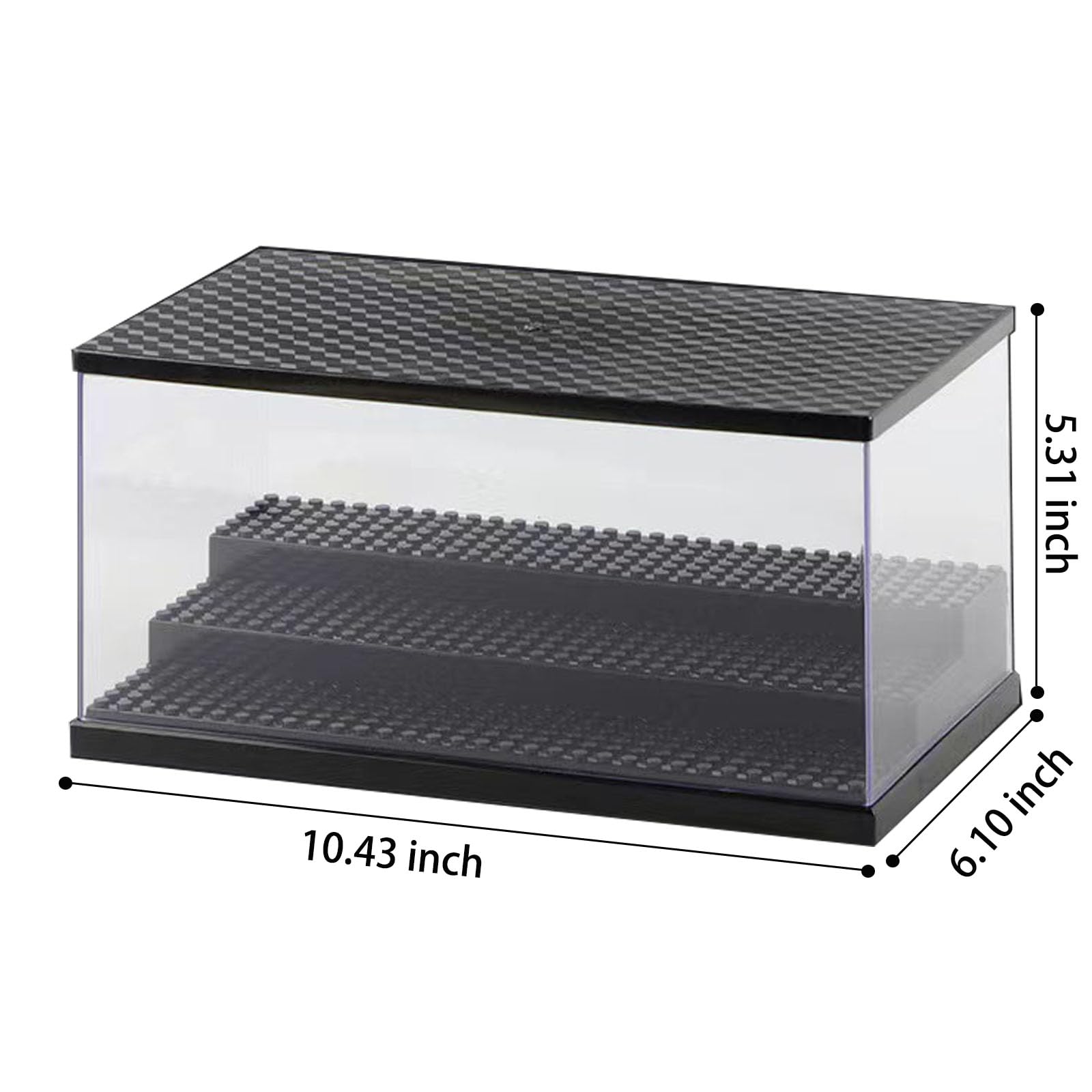 Siellmy Display Case with LED Light for Minifigure Action Figures Blocks, 3 Layers Acrylic Minifigure Storage Display Box for Lego Mini Figures, Black