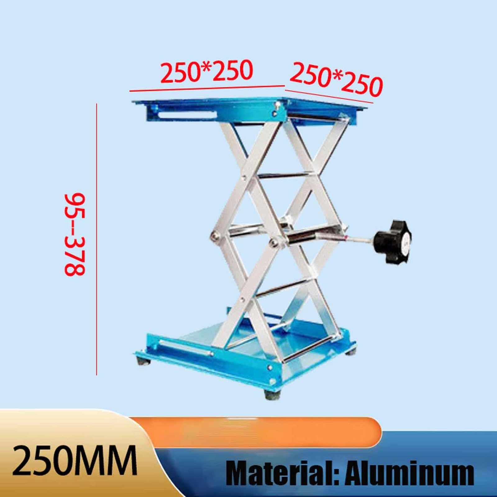 Sollevatore Elettrico in Ossido di Alluminio 25x25 cm, Piattaforma di Sollevamento, Gamma di Altezza 90-365mm, Capacità di Carico 30 kg, Ideale per Laboratori Scolastici e Produzione Industriale