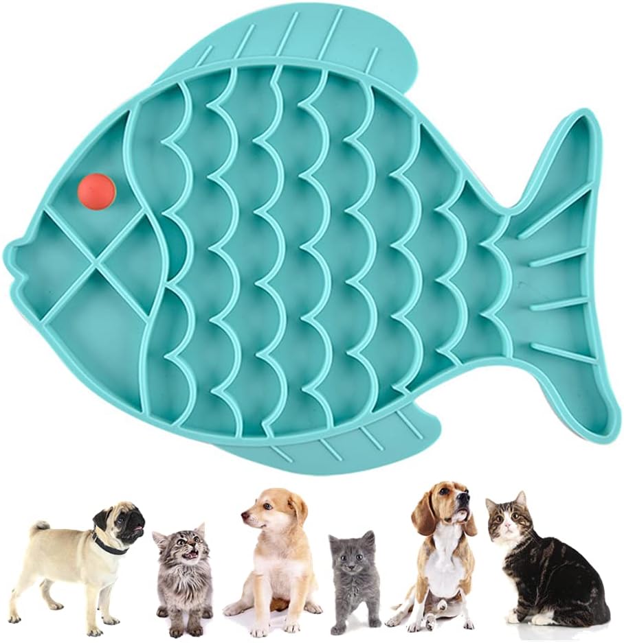 Cat Feeders Slow Feeder Cat Bowl Fish Shape Silicone Puzzle