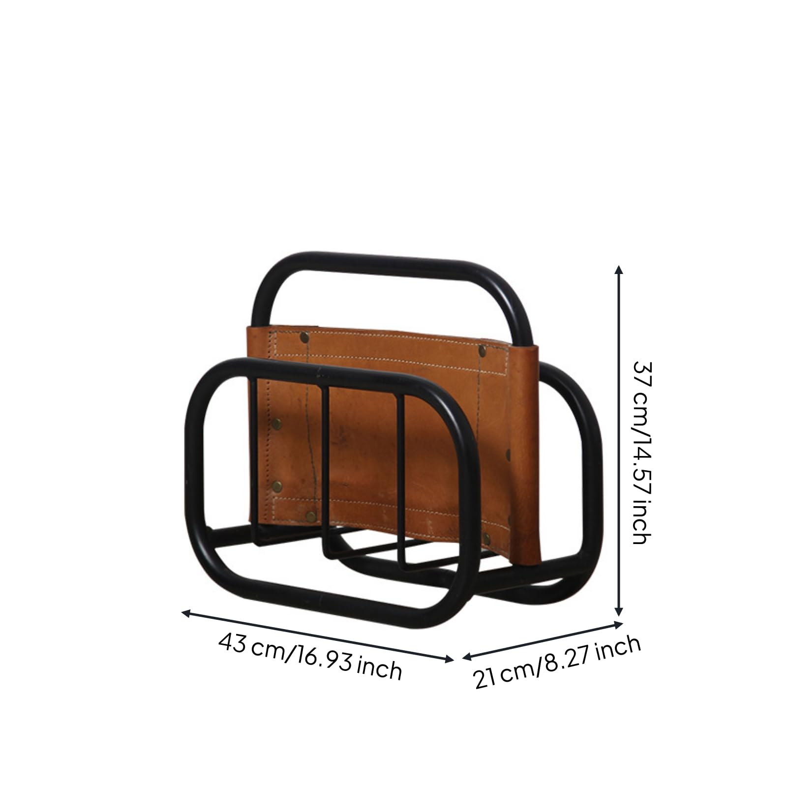 LOVIVER Portariviste Organizzatore Porta Giornali Supporto Libri Contenitore Riviste in Metallo E Finta Pelle Telaio Aperto con Angoli Arrotondati Divisori